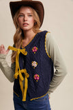 Bow-Tie Floral Knit Vest LSW1008: Pecan / L