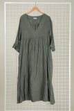 3382C PREMIUM LINEN LONG DRESS: ROUILLE