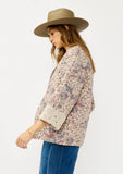 Reversible Floral Quilted Jacket: MAUVE/NATURAL / S