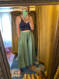 Green wide leg cropped pants