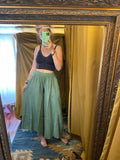 Green wide leg cropped pants