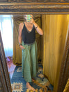 Green wide leg cropped pants