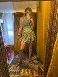 Green wrap pixie skirt