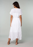 Cotton Button Front Handkerchief Midi Dress: White / M