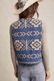 Southwestern Button-Up Vest LSW0977: Burgundy / L