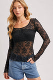 LETTUCE-EDGE SHEER MESH TWO WAY TOP: ECRU / S