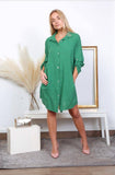 Short Dresses in 100% Linen REF. 197: Senape / Unique
