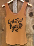 On the Road Again Lace Tank Cognac/Blk: XL