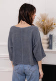 1973 women's crop top in cotton-linen,: PERSIMMON