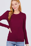 Long Sleeve Crew Neck Cotton Spandex Jersey Top: HCH-charcoal grey / M