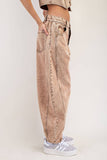 PL5346 - WASHED BARREL LONG PANTS: HAZELNUT / M