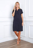 Short dress in 100% linen REF.3141: Rust / Unique