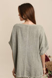 Blouse in 50% linen and 50% cotton REF. 4649: Duck Green