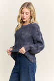 CESW4190- RIBBED TEXTURED KNIT SWEATER: KHAKI / S-M-L(2-2-2)