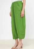 75096 solid linen balloon pants with elasticated waist: MUSTARD
