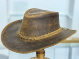 Gunner|Leather Western Hat Crazy Horse Leather Hat Tan Brown: Small
