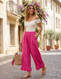 4029 WIDE LINEN PANTS WITH EYELET EMBROIDERY: DARK GREY