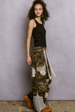 Floral Embroidered Patches Butterfly Patchwork Woven Pants: BLACK STRIPED MULTI / S