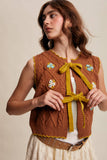Bow-Tie Floral Knit Vest LSW1008: Pecan / M