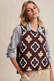 Crochet Granny Square Tassel Tie Vest LSW1006: Ecru / L