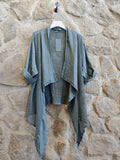 REF 5283 SHORT CARDIGAN 100% LINEN: Brown