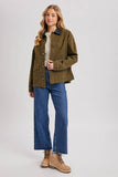 RELAXED BUTTON DOWN BARN JACKET: OLIVE / L