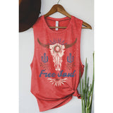 FREE SOUL GRAPHIC TANK TOP: MINERAL VINTAGE BLUE / S-M-L-XL(1-2-2-1)