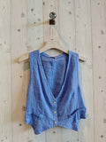 REF 6454 100% LINEN VEST: Beige