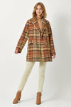 60383 Double Breast Plaid Jacket: Maple Mix / L