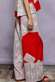 Solid lace patch detail woven pants: HONEY GOLD / L