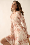 Floral Smocked Woven Maxi Dress: Cream / S