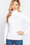 Long Sleeve Turtle Neck Rib Knit Top: LILAC / 2-2-2 (S-M-L)