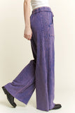 Mineral Wash Side Knit detail wide leg pants HE5878P: Latte / S-M-L / 2-2-2