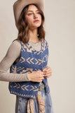 Southwestern Button-Up Vest LSW0977: Burgundy / L