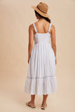 CROSS STITCH EMBROIDERED MAXI DRESS: OFF-WHITE / S