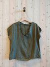 REF 11998 100% LINEN FRINGED BLOUSE.: BLANK
