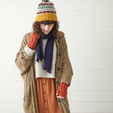 RAJA Cable Knit Wool Lined Wristwarmer Gloves: Rust Orange
