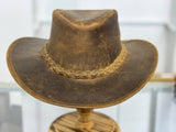 Gunner|Leather Western Hat Crazy Horse Leather Hat Tan Brown: Small