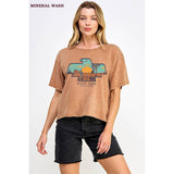 DESERT RIDER VINTAGE GRAPHIC MINERAL WASH CROP TOP: GREY / M