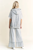 MineralWash Wide Pants with raw hem frayed details HP5536: Natural / S-M-L / 2-2-2