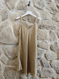 REF 2224  100% LINEN STRAP DRESS: Caqui