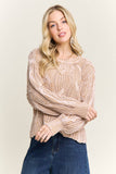 CESW4190- RIBBED TEXTURED KNIT SWEATER: KHAKI / S-M-L(2-2-2)