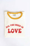ALL YOU NEED IS LOVE  Ringer Graphic T-Shirt: NATURAL/MUSTARD / S