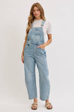 BARREL-LEG DENIM JUMPSUIT : WASHED DENIM / Contemporary / M