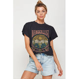 WANDERLUST VINTAGE GRAPHIC CROP TOP: IVORY / L