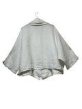98221 Cropped linen jacket with textured details and an oversized fit: NAVY