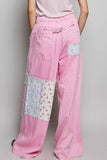 Patchwork Detail Denim Straight Fit Pants: DENIM MULTI / L