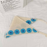 Cherry Strawberry Floral checkered Crochet Bandana -56colors: Flower07