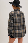 BUTTON DOWN PLAID SHACKET: GREY COMBO / M