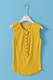 Raw Edge Ribbed Henley Tank: MINT / S-M-L:2-2-2